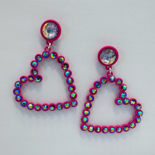 E0960 AE6549 Rhinestones Deco Heart Love Shape Drop Dangle Hook earrings