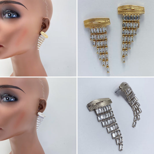 E1150 25E2394 Rhinestones Deco Tassel Drop Dangle Earrings