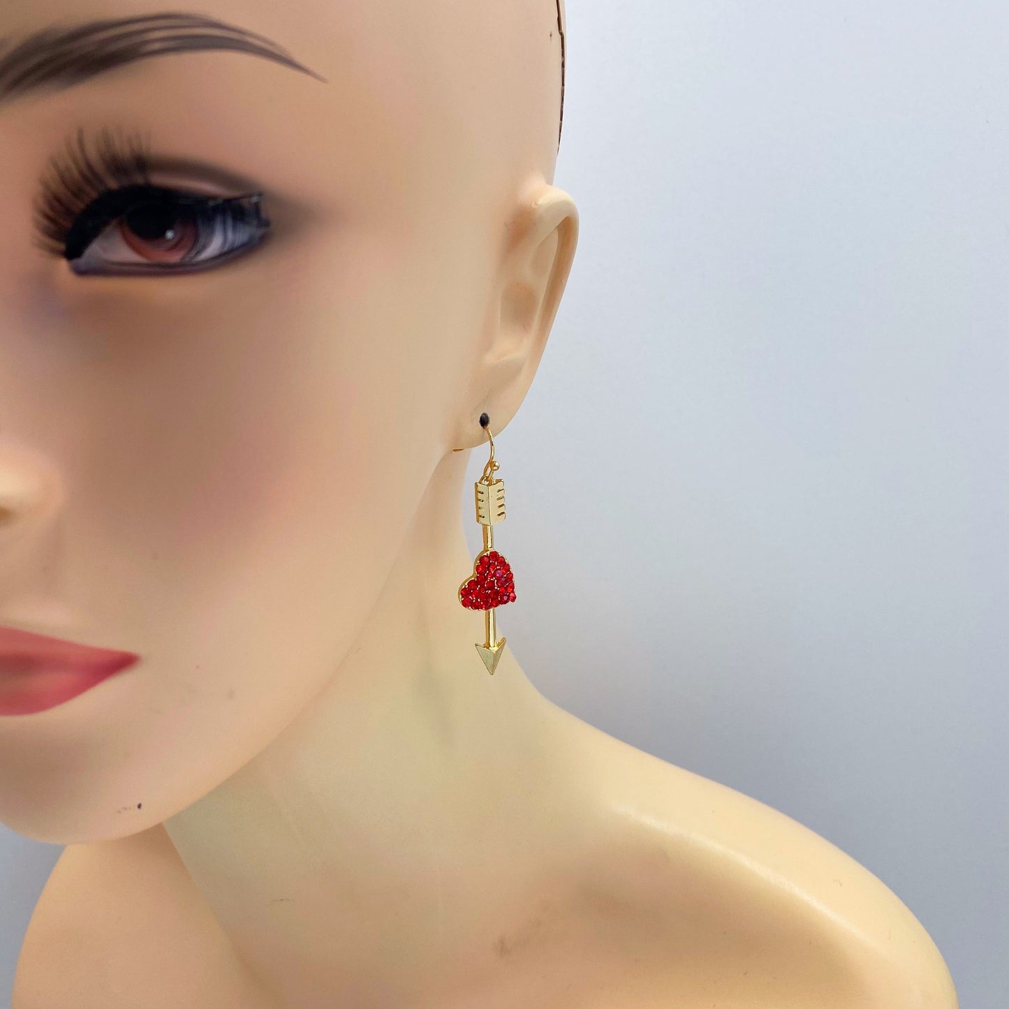 E1238 VER5570 Heart Arrow Design Drop Dangle Earrings