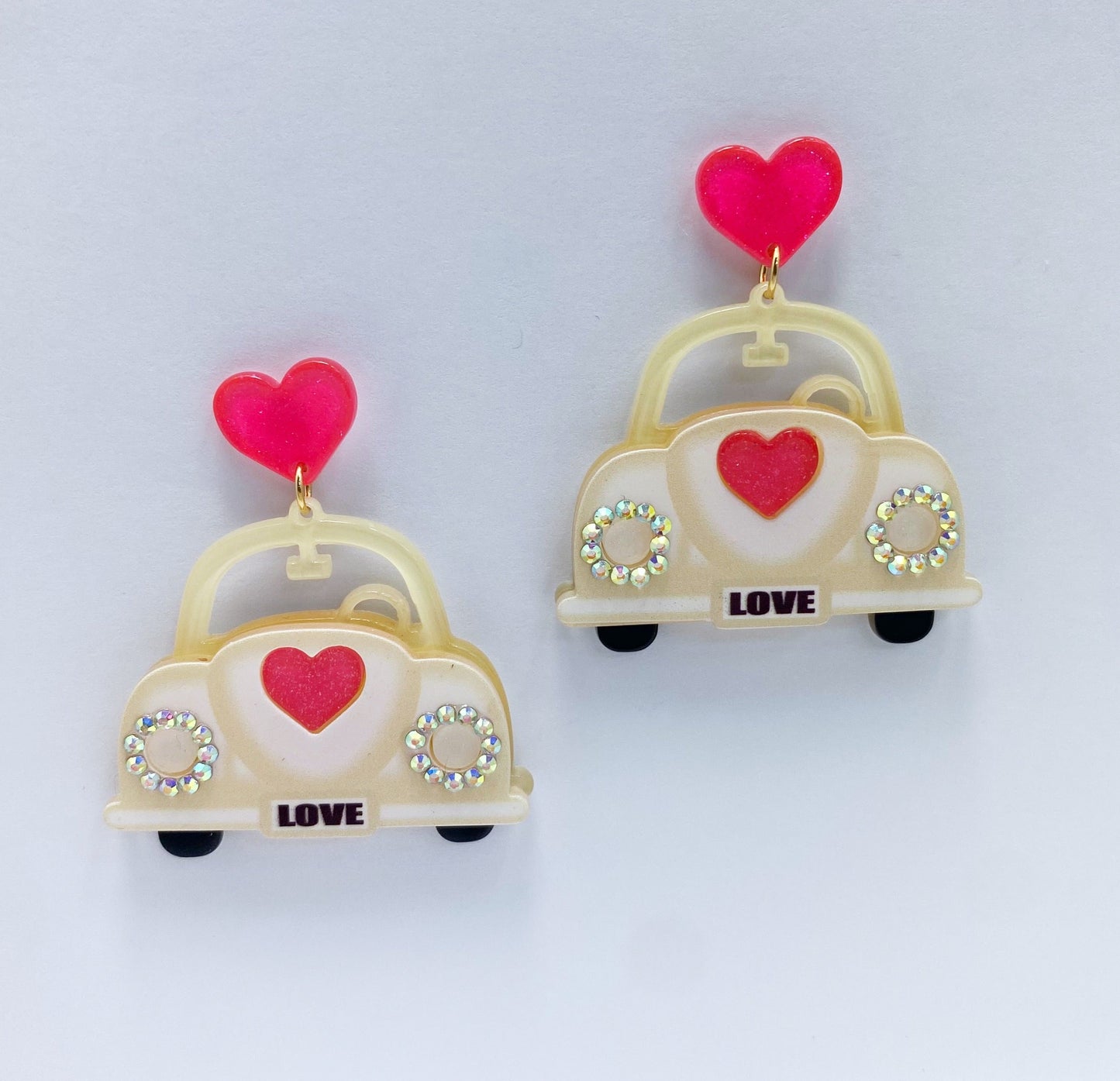 E1038 VER5782 Valentine Theme Acrylic Car Design Drop Dangle Post earrings