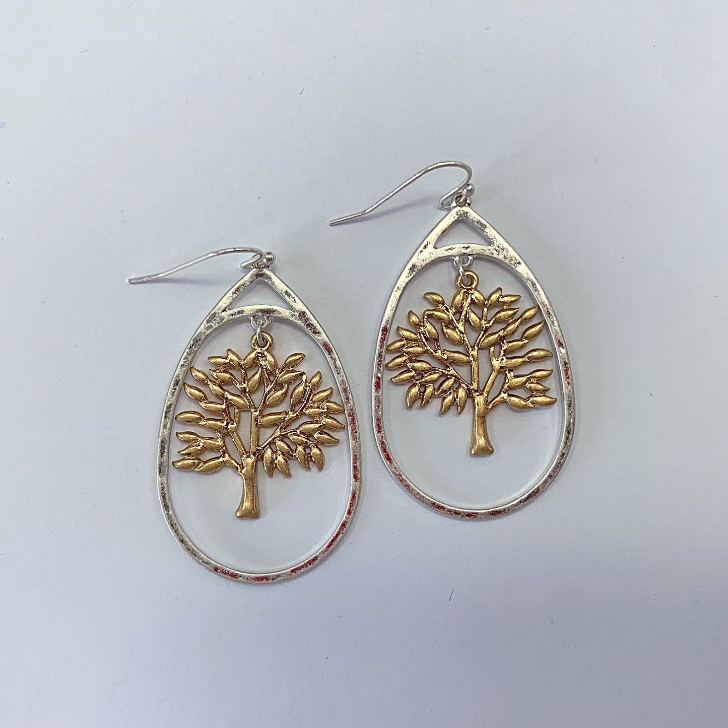 E1118 HE2736 Tree of Life Oval Drop Dangle Earrings