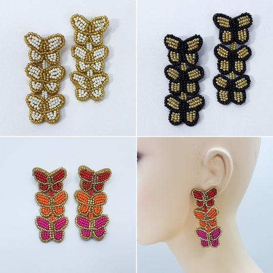 E1207 FER4358 Butterfly Drop Dangle Earrings