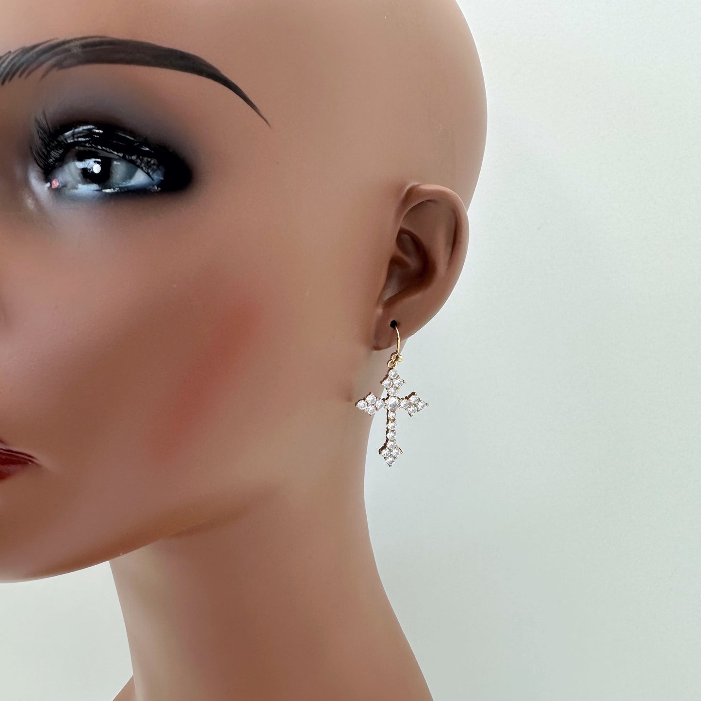E1427 27817 Cross Dangle Earrings