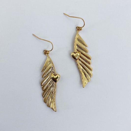 E1126 HE3238 Wing Feather Design Drop Dangle Earrings