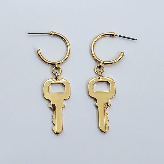 E1104 ELE1991 Key Shape Drop Dangle Earrings