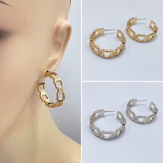 E0936 IE4452 Open Round Circle Shape Hoop Post Earrings