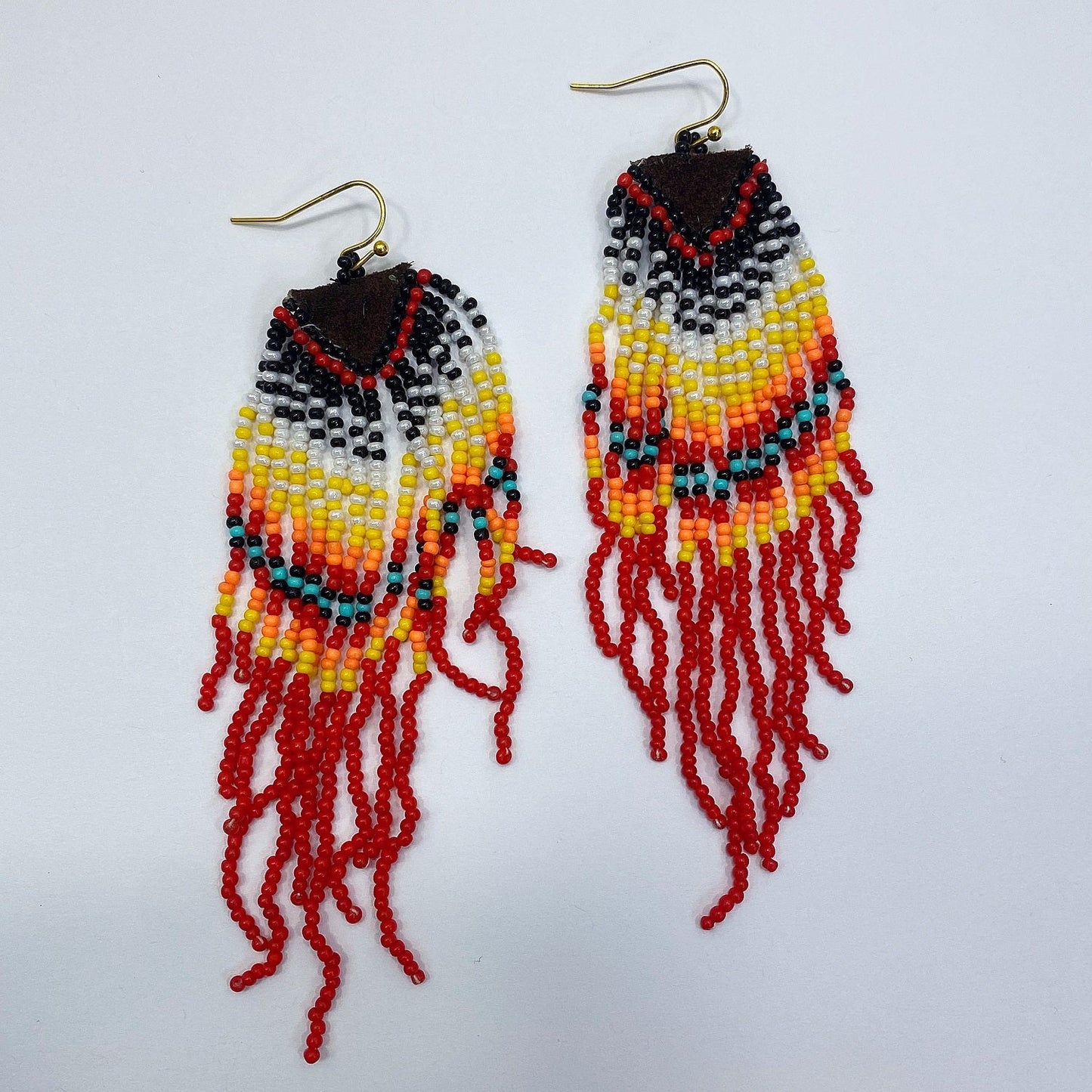 E0975 AE4033 Tribal Design Beaded Tassel Drop Dangle Hook Earrings