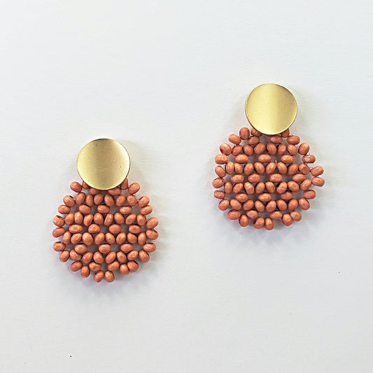 E0702 13-3614 WOOD BEADS DROP POST EARRINGS