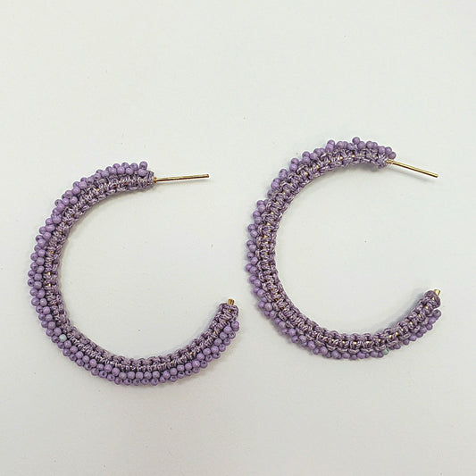 E0705 13-3867 BEADS OPEN CIRCLE POST HOOP EARRINGS