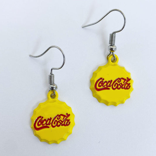 E0740 CCCE01 Coke Bottle Cap Shape Drop Dangle Hook Earrings