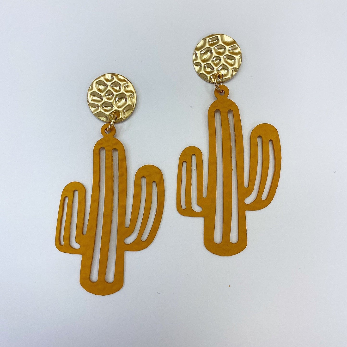 E0744 CCWCE01 Western Cactus Shape Metal Drop Dangle Post Earrings