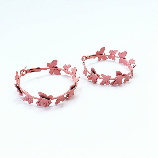 E0779 RE7534 BUTTERFLY HOOP EARRINGS