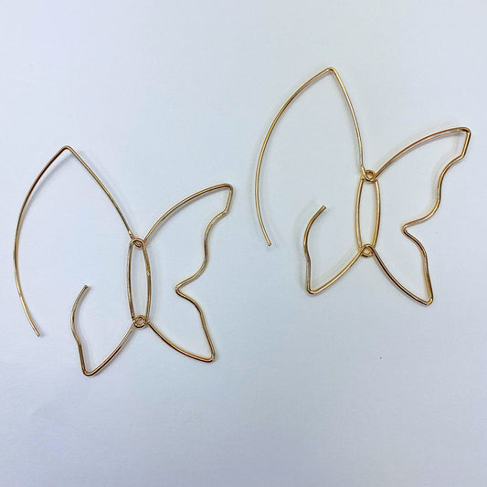 E1370 13 2965 Butterfly Drop Hook Earrings
