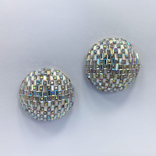 E0876 KE2346 RHINESTONES BUTTON STUD STYLE POST EARRINGS