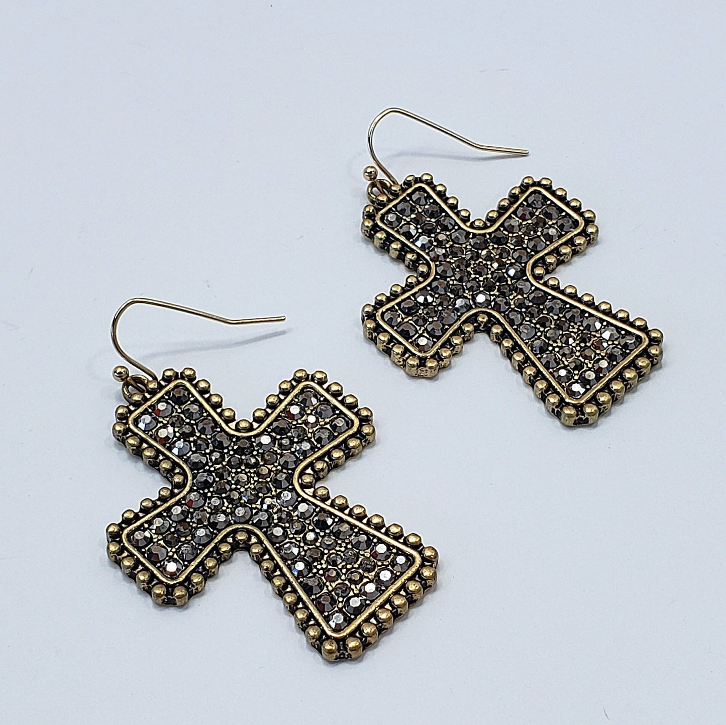 E0917 ZQE1319 Rhinestones Cross Shape Drop Dangle Hook Earrings