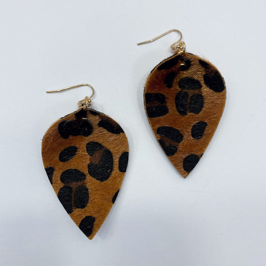 Leopard Faux Leather Earrings | E0971