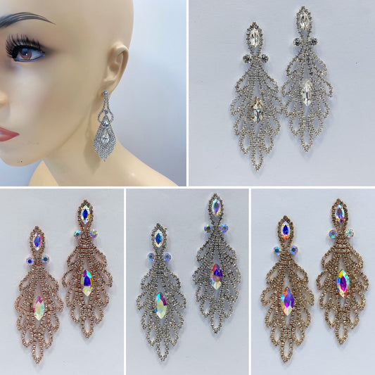 E1016 JE7277 RHINESTONES DROP DANGLE POST EARRINGS