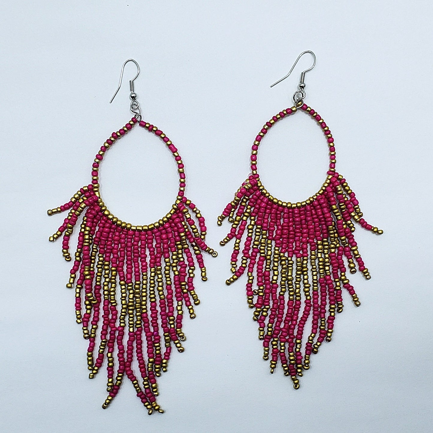 E0811 GGBTDE01 BEAD TASSEL DROP DANGLE EARRINGS