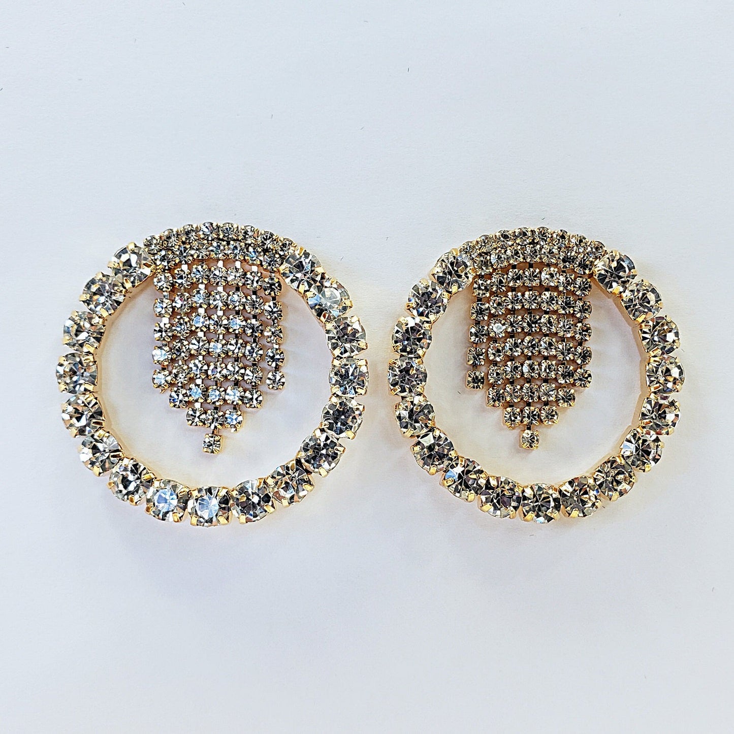 E1375 27547 Rhinestones Drop Post Earrings