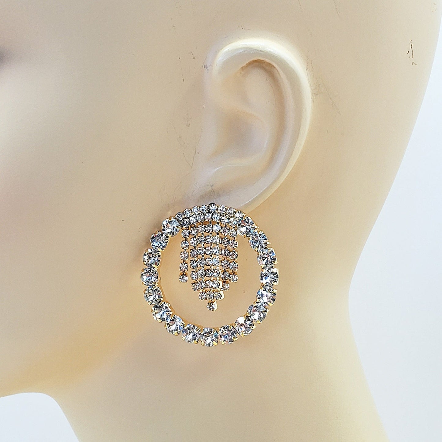 E1375 27547 Rhinestones Drop Post Earrings