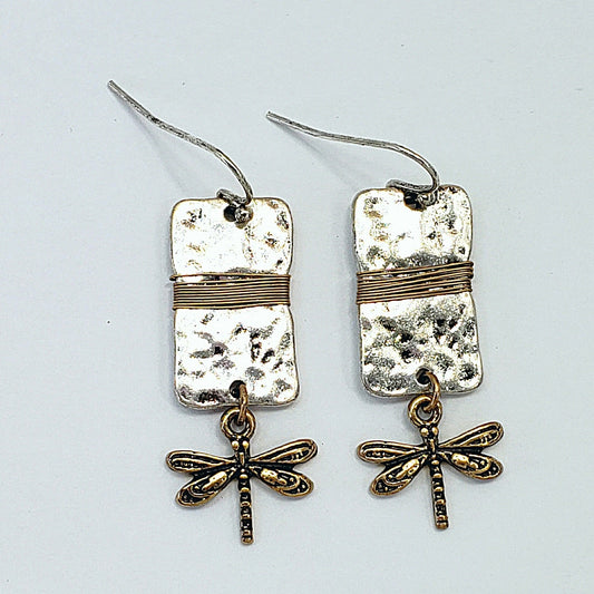 E1050 QE3258 VINTAGE DRAGONFLY DROP DANGLE EARRINGS