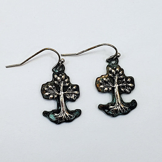E1052 QE4559 VINTAGE TREE OF LIFE DROP DANGLE EARRINGS