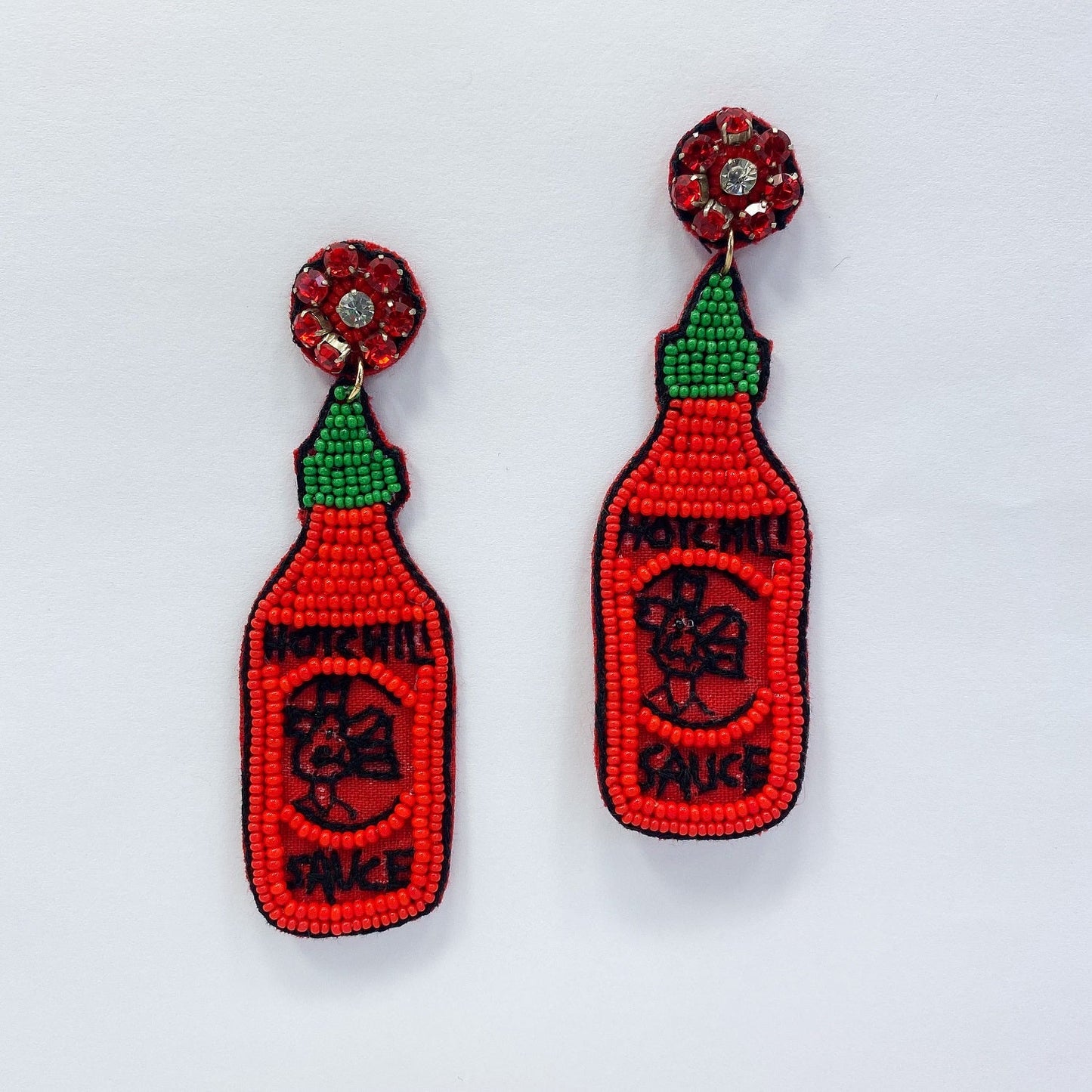 E1075 13-4206 Beads Hot Chili Sauce Drop Dangle Earrings