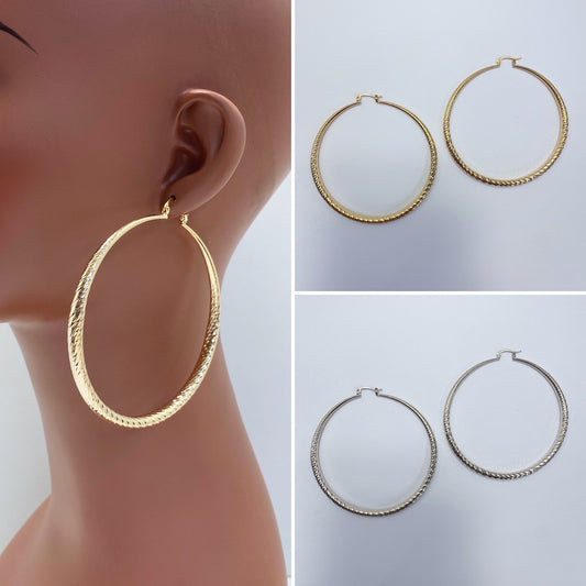 E0825 KE7302-80 Metal Hoop Earrings