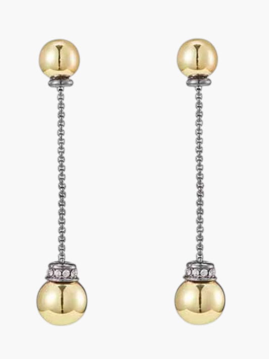 E1992 |Rhodium Plated Two-Tone Sphere Earrings | ER8997