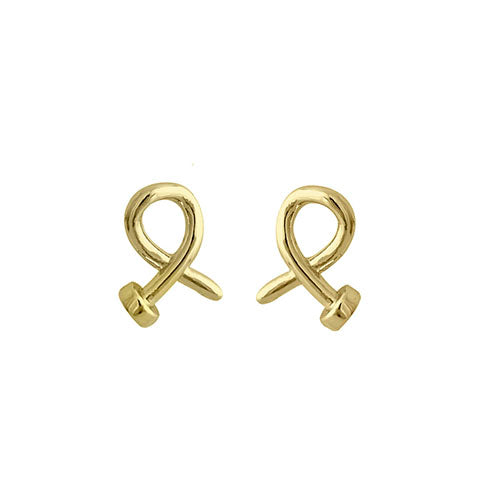 E2296 | Rhodium Plated Edgy Nail Stud Earrings | ER9549
