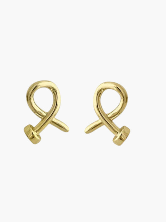 E2296 | Rhodium Plated Edgy Nail Stud Earrings | ER9549