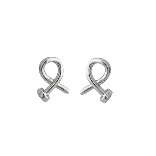 E2296 | Rhodium Plated Edgy Nail Stud Earrings | ER9549
