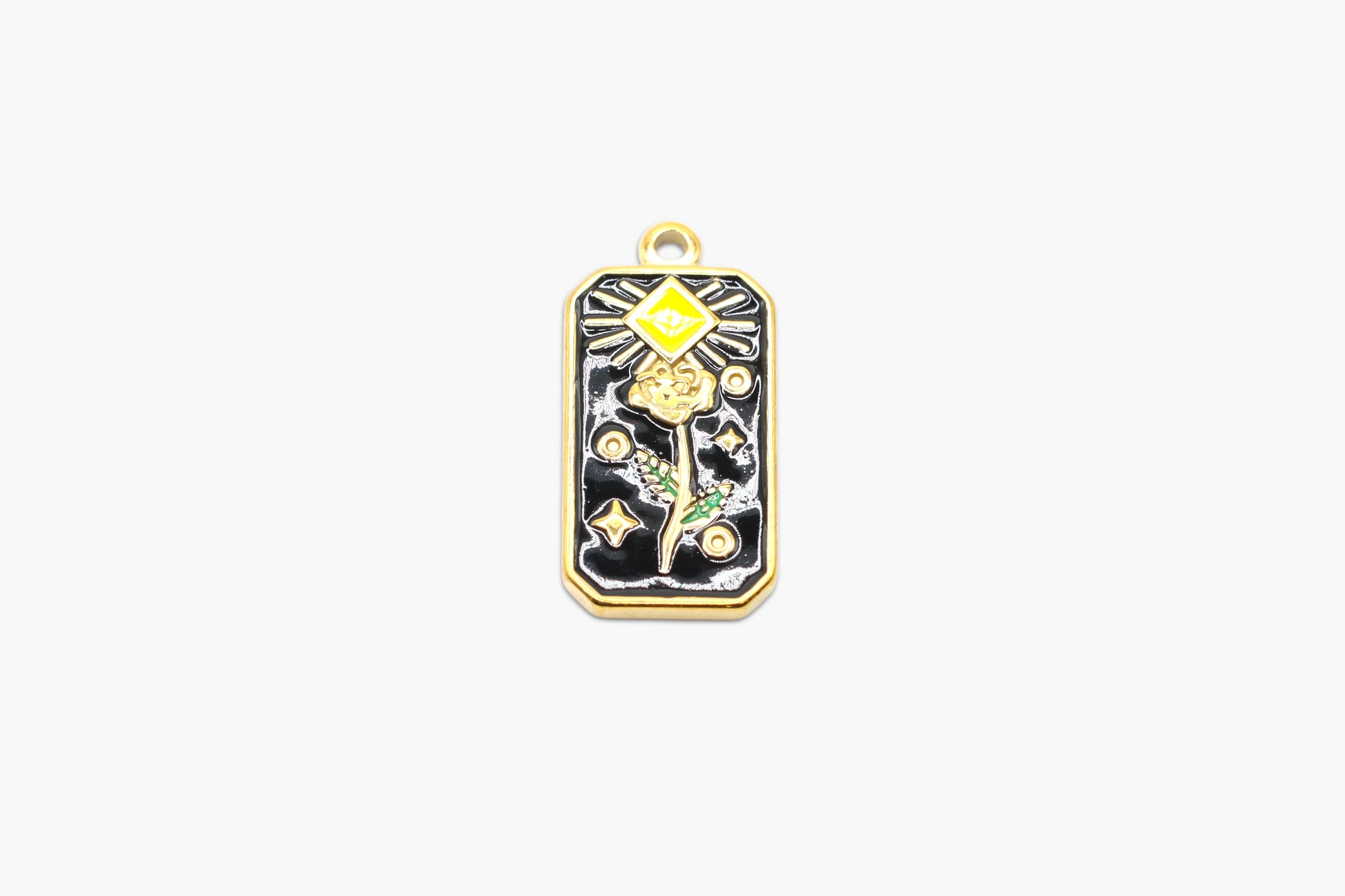 Decorative pendant with floral design on a white background