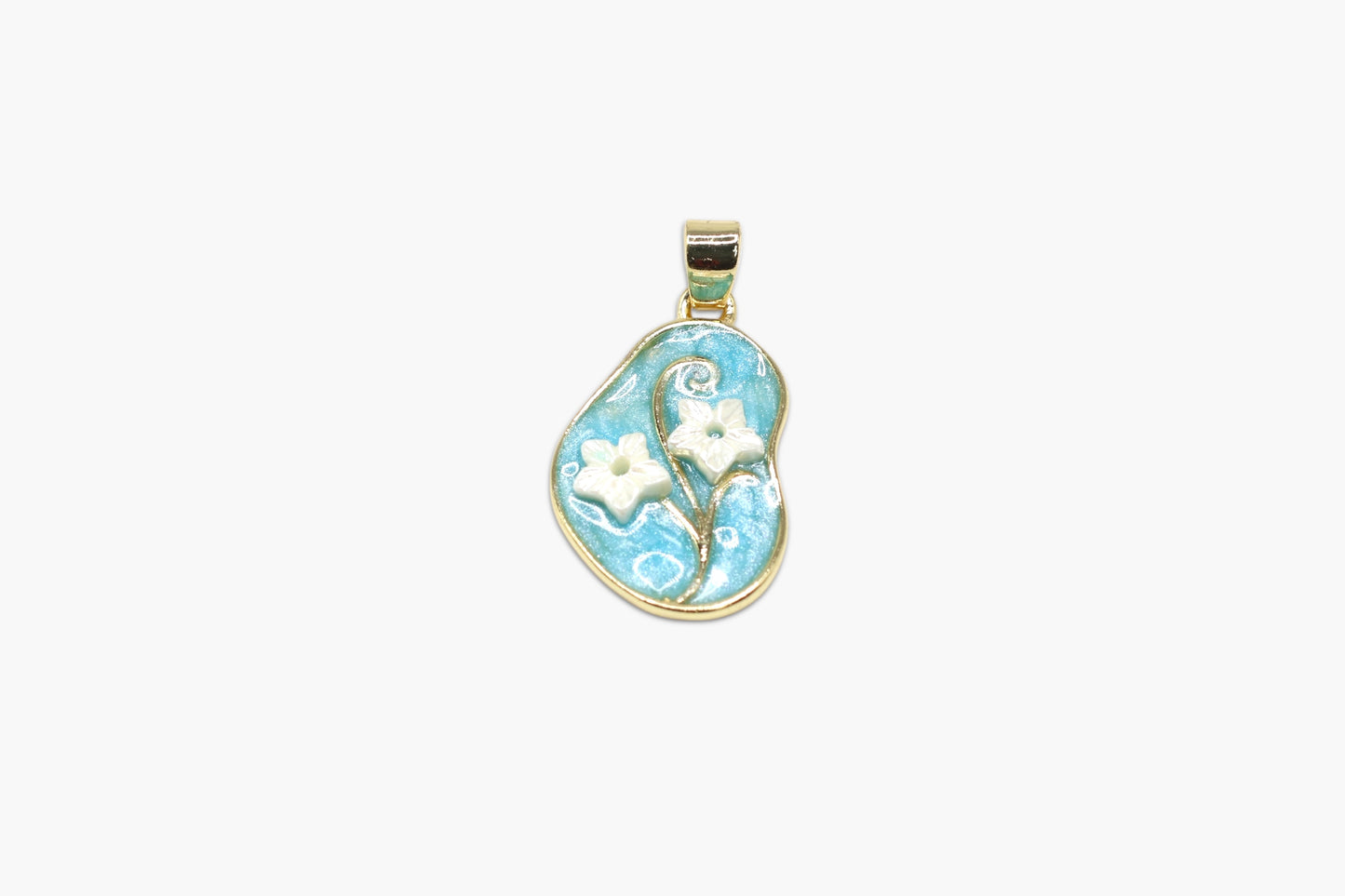 Pendant with floral design on a white background