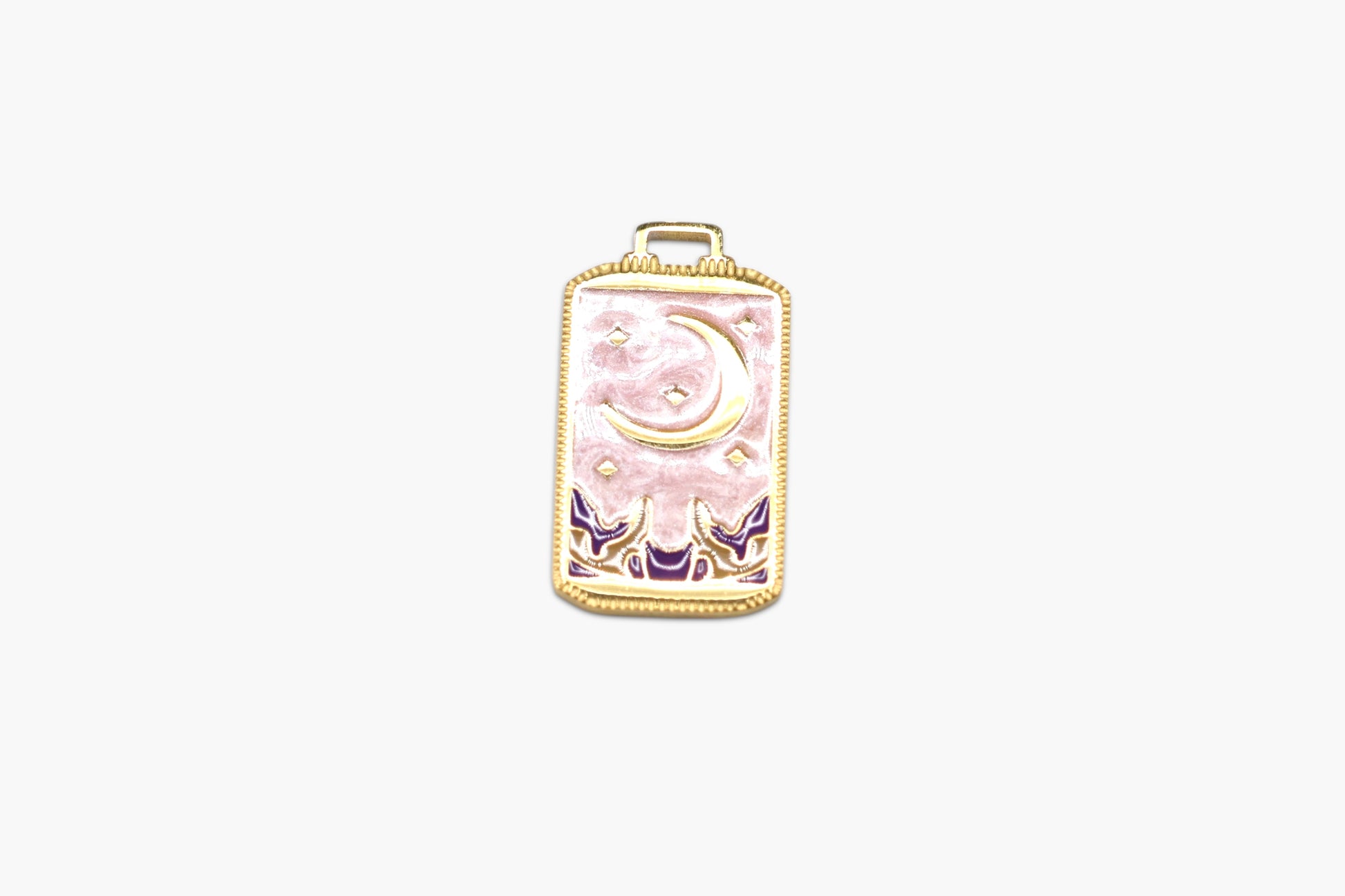Decorative pendant with floral design and gold frame on a white background