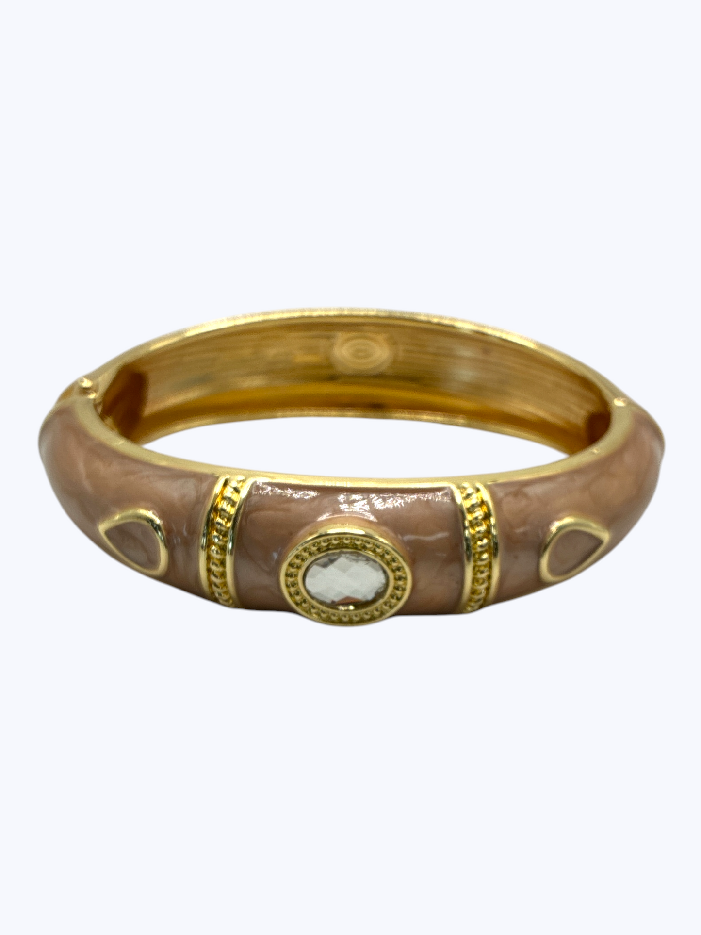 Brown bangle with gold accents on a white background