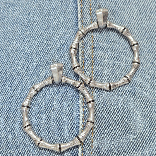 E1144 FE7065 Bamboo design Circle Drop Dangle Earrings