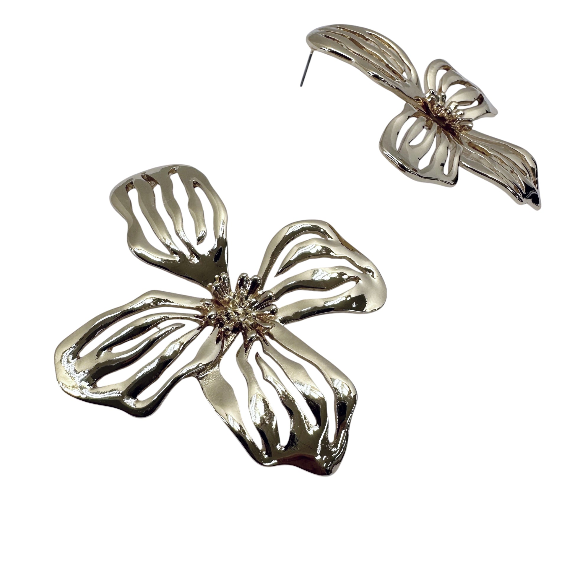 Silver Flower Earrings on a white background