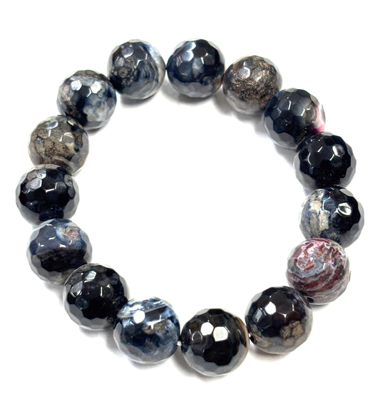 SB-SSB Black Gray Agate Bracelet