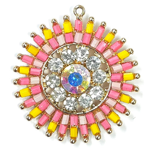 C0095 | Sparkling Sun Medallion Charm | GC1128