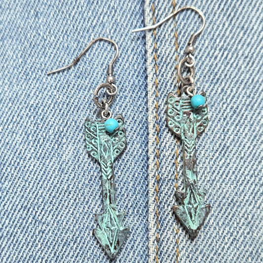E1180 GE3332 Arrow design Drop Dangle Hook Earrings