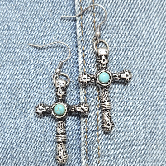 E1210 GE3334 Cross design Drop Dangle Earrings
