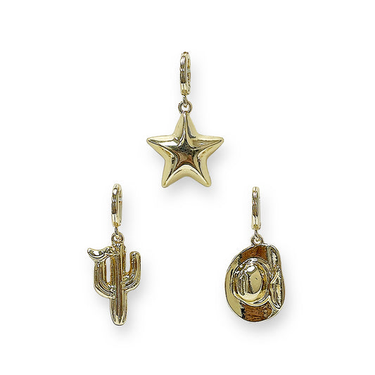 K0022 GK1026 Western Theme 3 Metal Charms