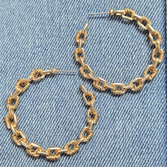 E1391 GSE2973 Circle Shape Drop Post Hoop Earrings