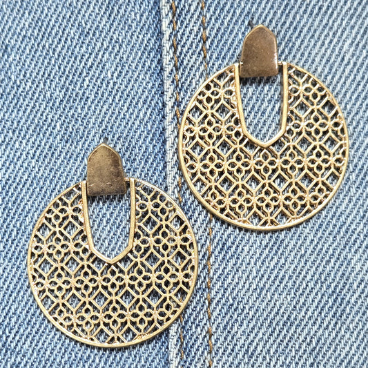 E1153 HE1738 Door Knocker Design Drop Post Earrings
