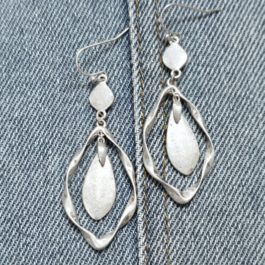 E1121 HE1793 Oval shapes Linked Drop Dangle Hook Earrings