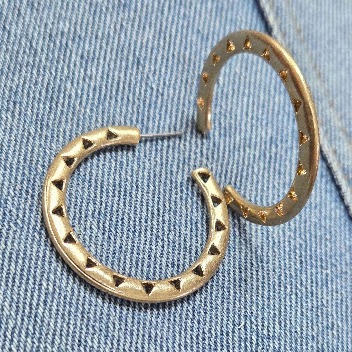 E1339 HE2457 Drop Post Hoop Earrings