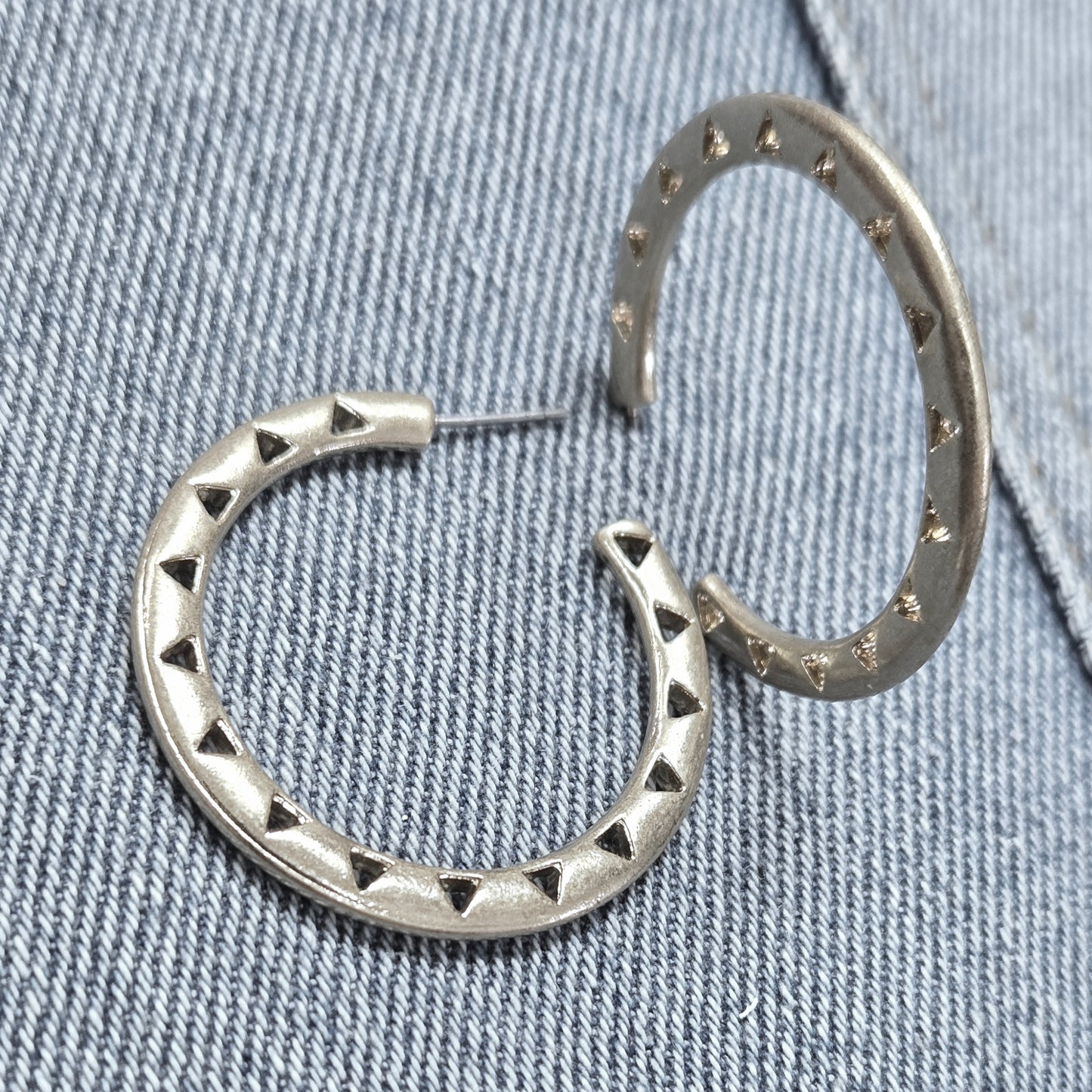 E1339 HE2457 Drop Post Hoop Earrings