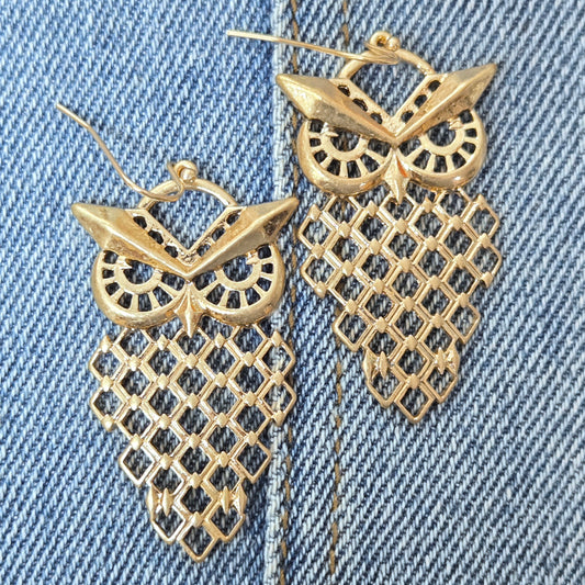 E1114 HE2587 Bird Owl Design Drop Dangle Hook Earrings