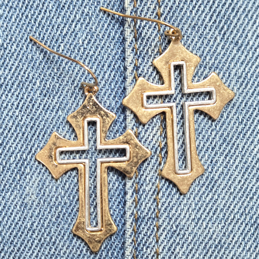E1228 HE2786 Cross Drop Dangle earrings